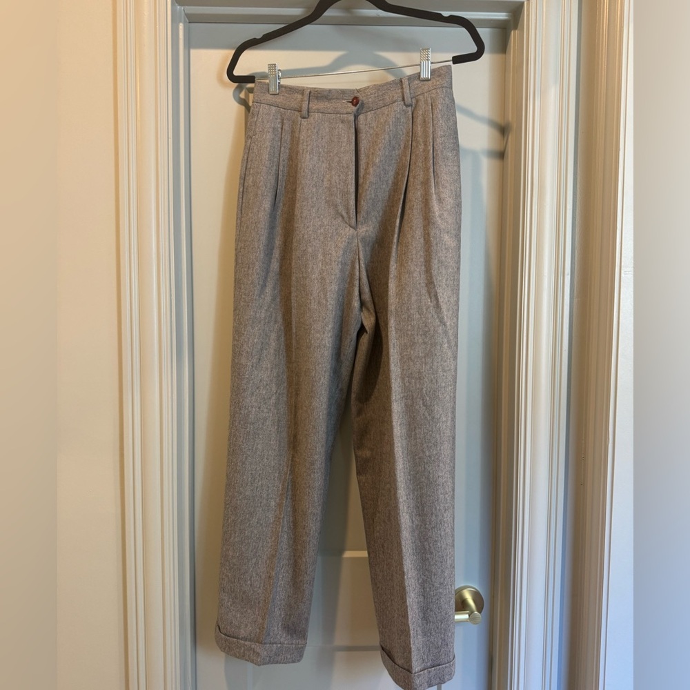 Mark Shale vintage gray cashmere wool pleated high waist trouser
